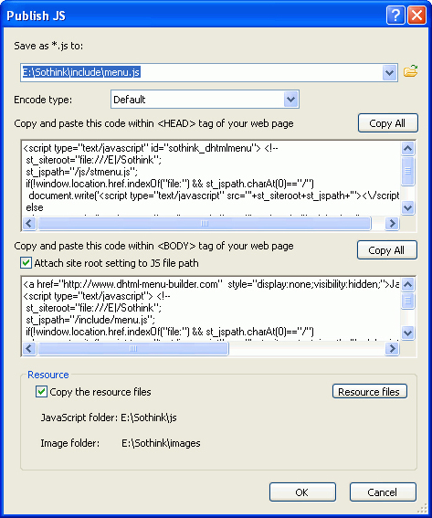 HTML Widget Software, Sothink DHTML Menu Screenshot