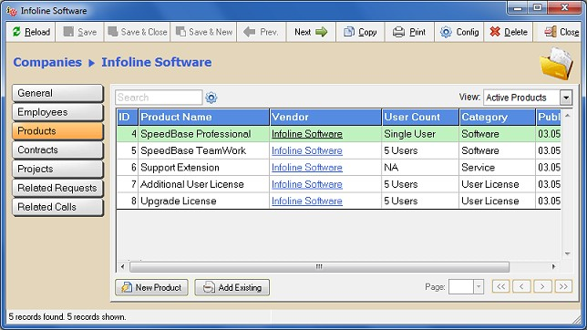 SpeedBase Professional, Business Management Software Screenshot