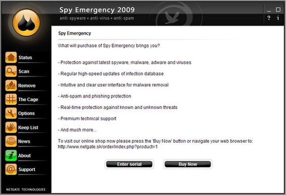 Spy Emergency, Security Software, Antivirus Software Screenshot