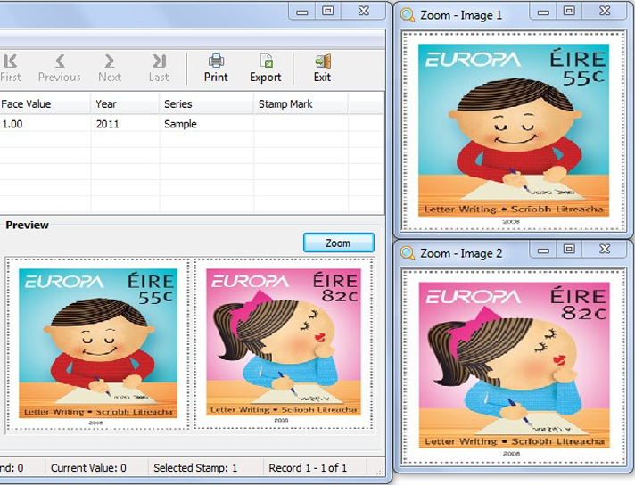 Stamp Collection Manager, Hobby, Educational & Fun Software, Cataloging Software Screenshot