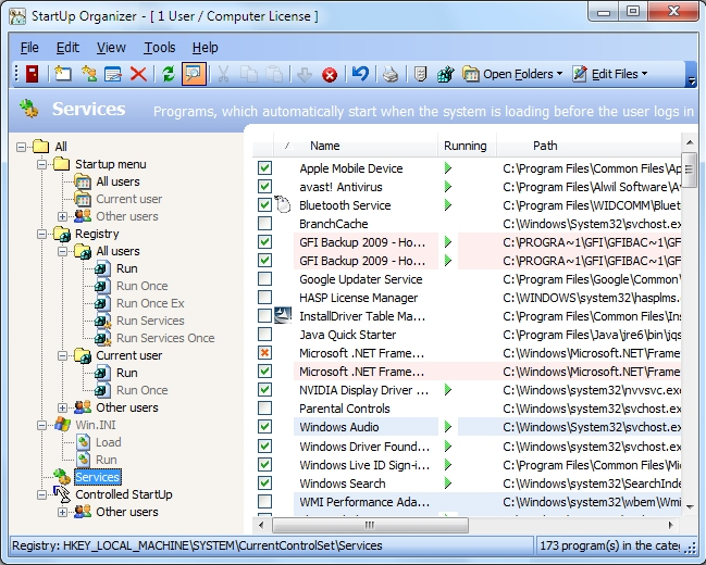 Startup Organizer, PC Optimization Software Screenshot
