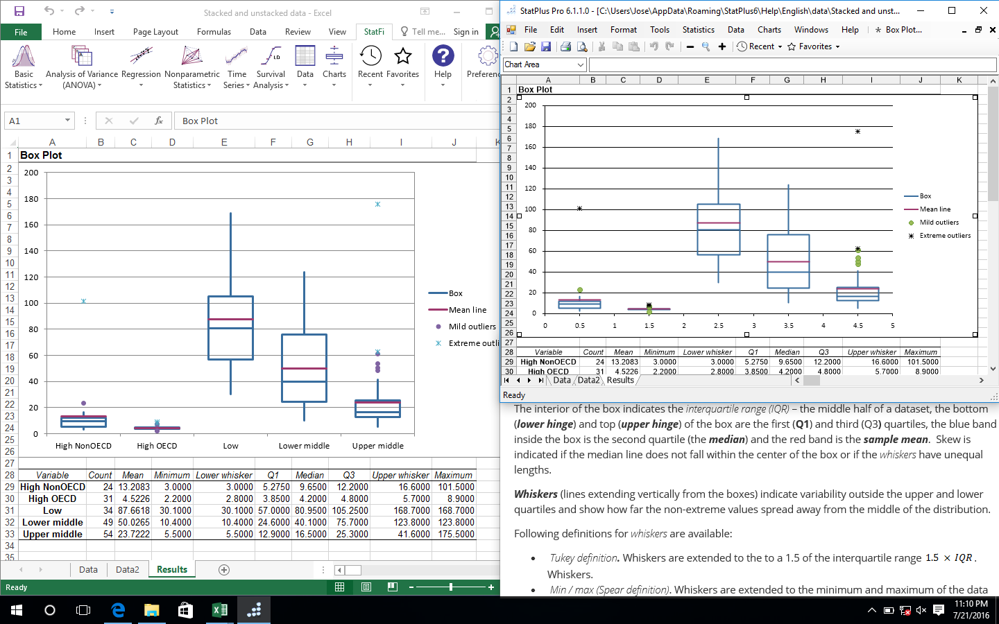 Spreadsheet Editors Software, StatPlus Screenshot