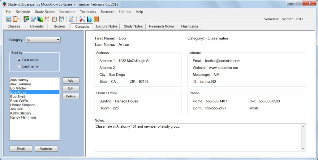 Productivity Software, Student Organizer Screenshot