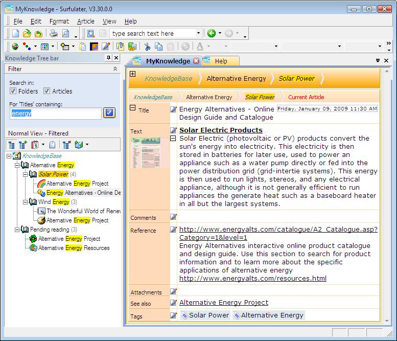 Surfulater, Internet Software Screenshot