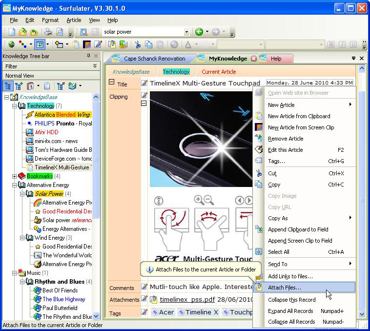 Surfulater, Web Research Software Screenshot