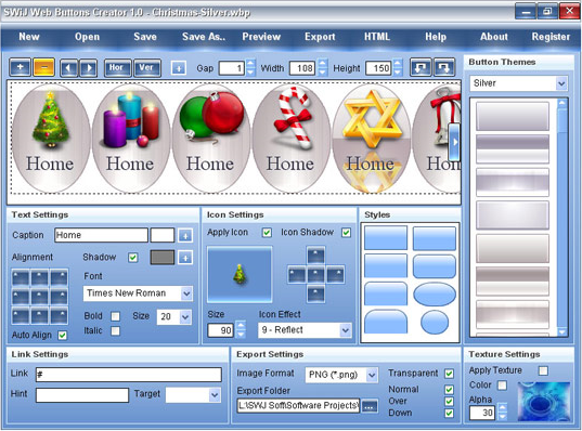 SWiJ Web Buttons Creator, HTML Widget Software Screenshot