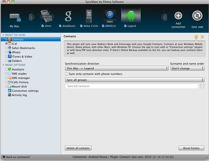 syncmate lost connection