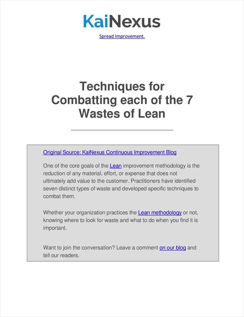 Techniques for Combatting each of the 7 Wastes of Lean Screenshot