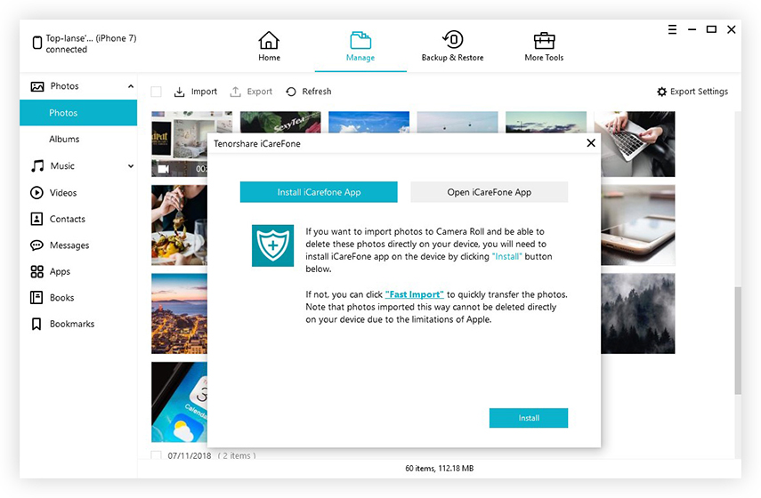 Tenorshare iCareFone, Security Software Screenshot