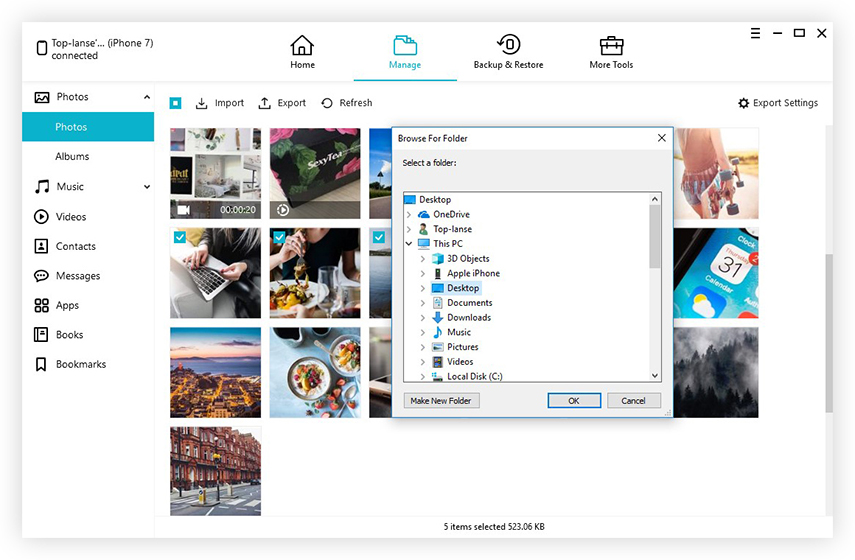 Backup and Restore Software, Tenorshare iCareFone Screenshot