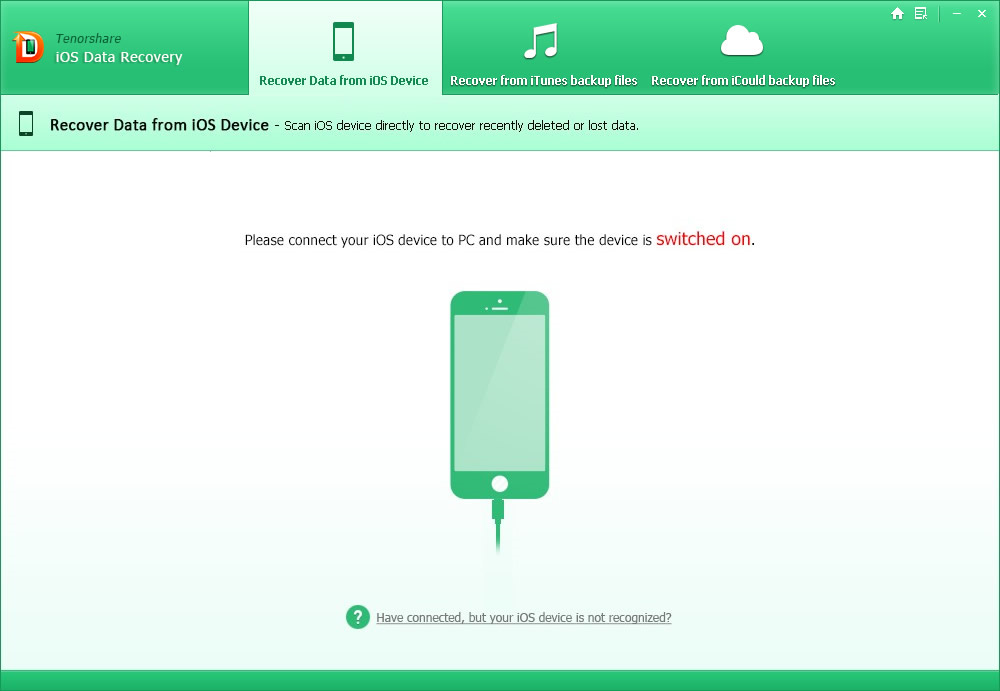 Tenorshare iOS Data Recovery, Recovery Software Screenshot