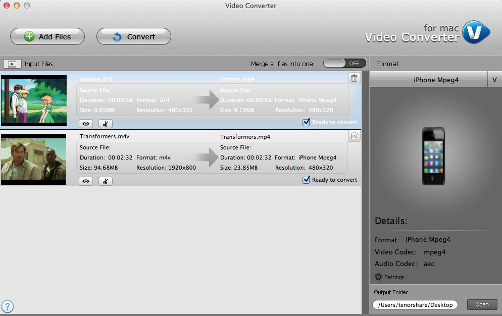 Tenorshare Video Converter for Mac Screenshot
