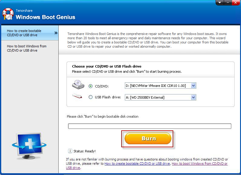 Tenorshare Windows Boot Genius Screenshot