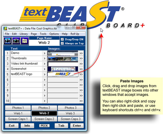 textBEAST clipboard+image+capture, Desktop Customization Software Screenshot