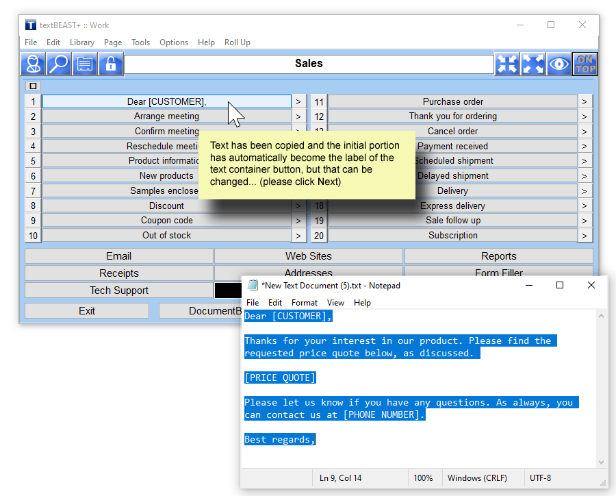 textBEAST Speedy Clipboard+, Desktop Customization Software Screenshot
