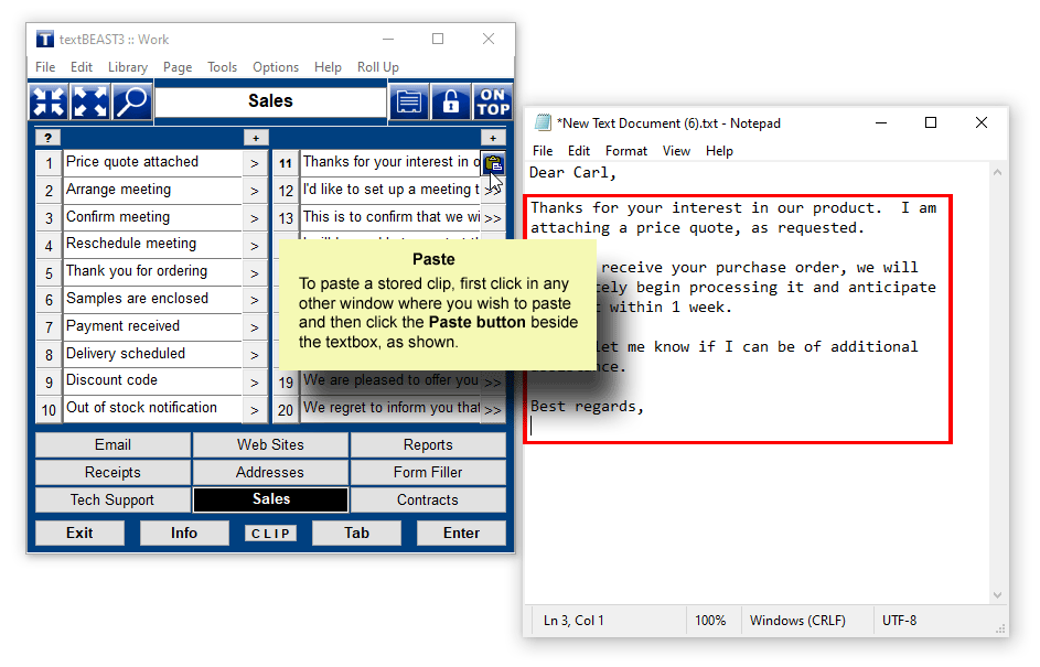 Desktop Customization Software, textBEAST Speedy Clipboard Screenshot