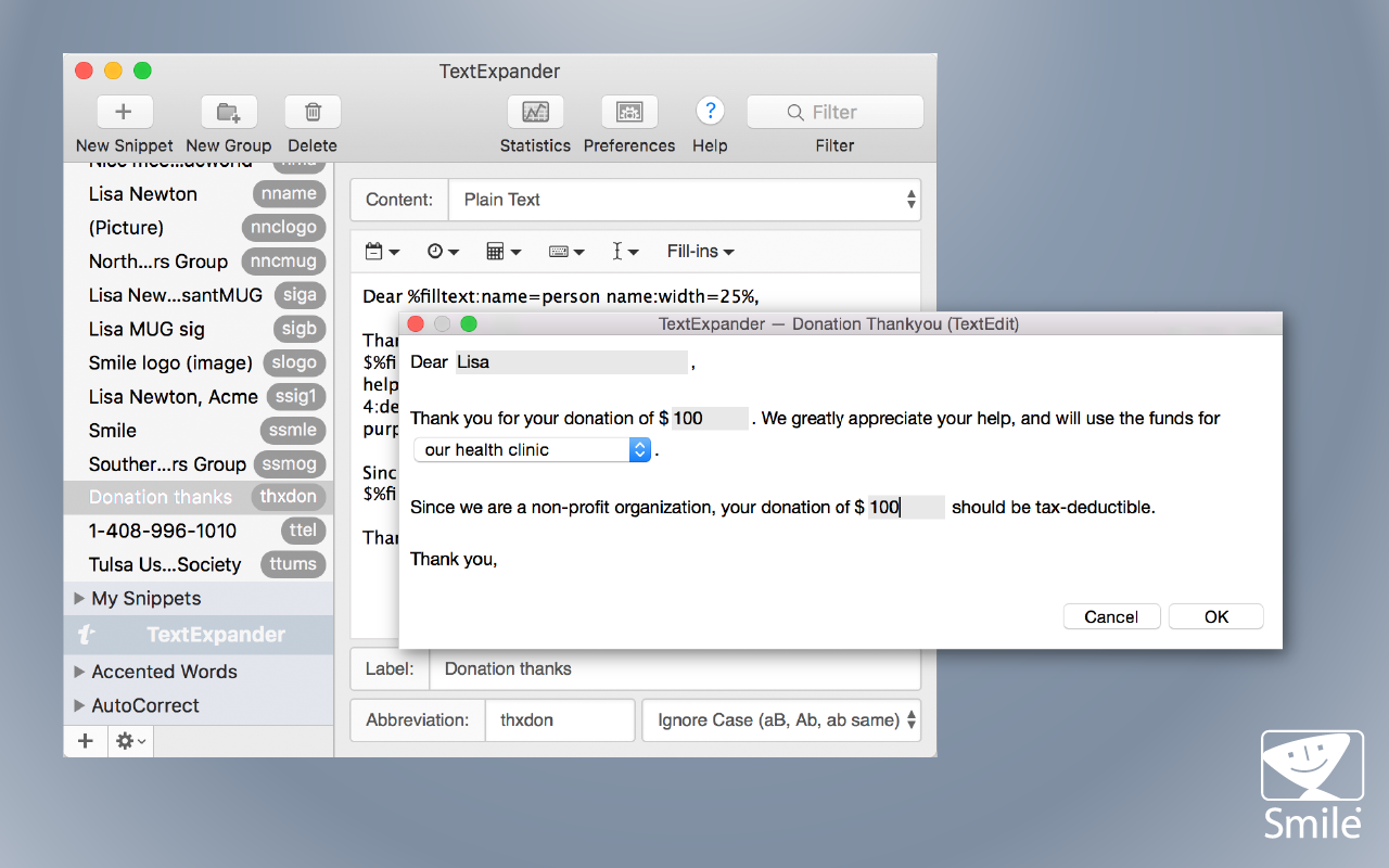 TextExpander, Productivity Software Screenshot