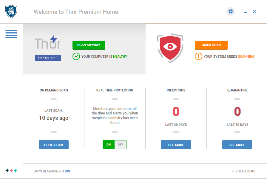 Thor Premium, Internet Security Software Screenshot