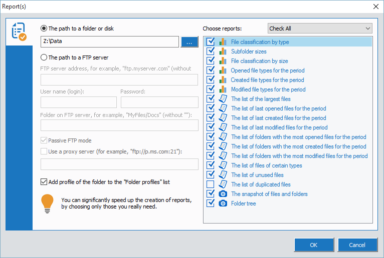 Total Directory Report, File Management Software Screenshot