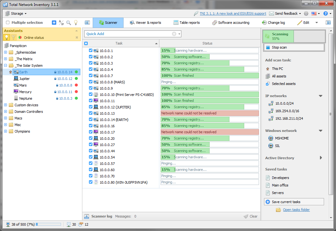 Internet Software, Total Network Inventory Screenshot