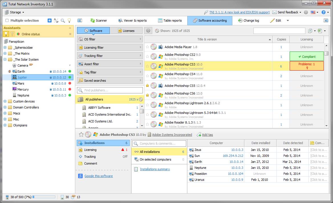 Total Network Inventory, Network Software Screenshot