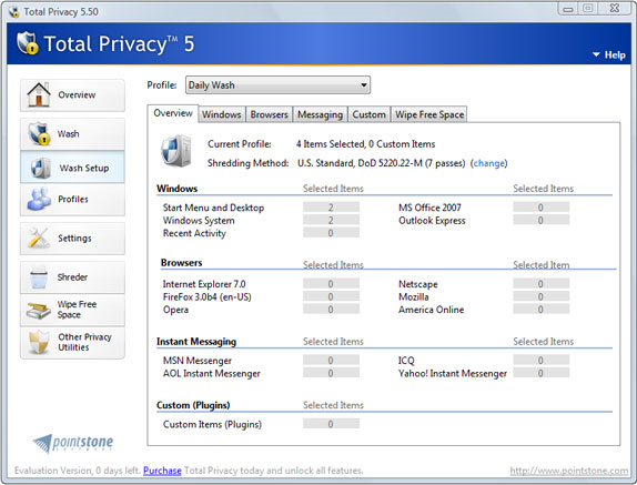 Total Privacy, Privacy Software Screenshot