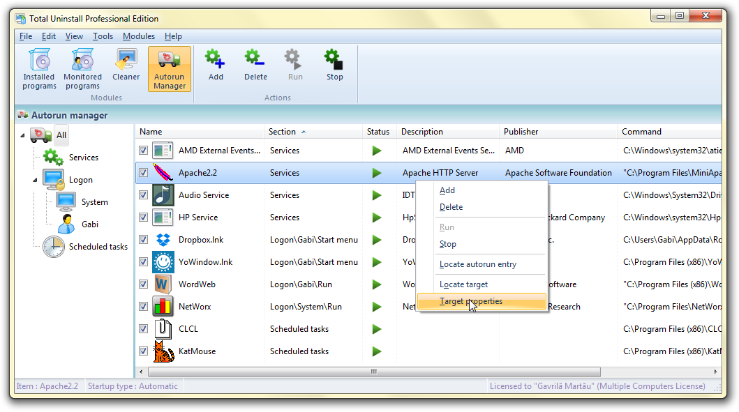 Uninstallation Software Screenshot