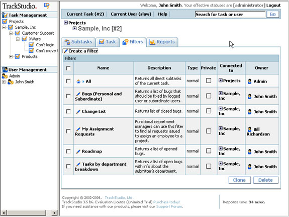 Productivity Software, TrackStudio Enterprise Starter Kit Screenshot