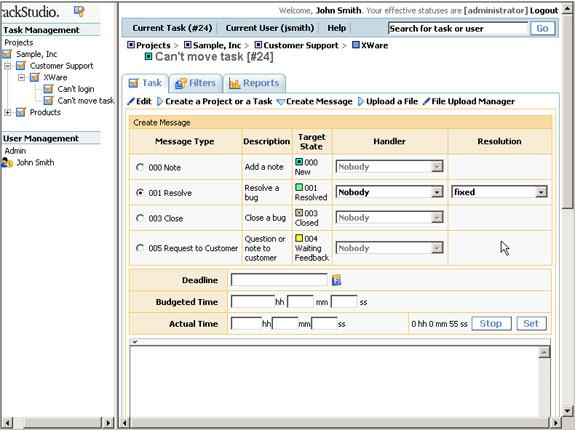 TrackStudio Enterprise Starter Kit, Productivity Software Screenshot