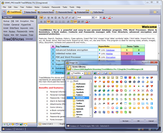 TreeDBNotes Pro, Writing and Journaling Software Screenshot