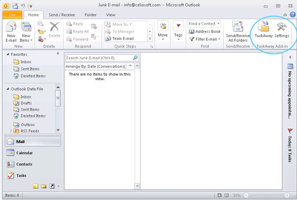 TuckAway Intelligent Email Organizer 3.0 Home Screenshot