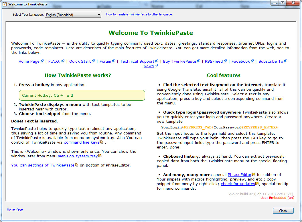 Productivity Software, TwinkiePaste Business License Screenshot