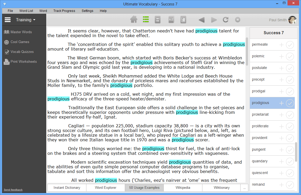 Ultimate Vocabulary, Educational Software Screenshot