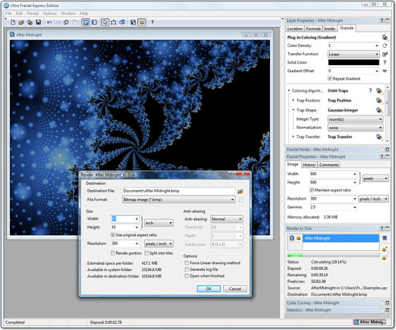 Ultra Fractal 5 Express Edition, Graphic Design Software Screenshot