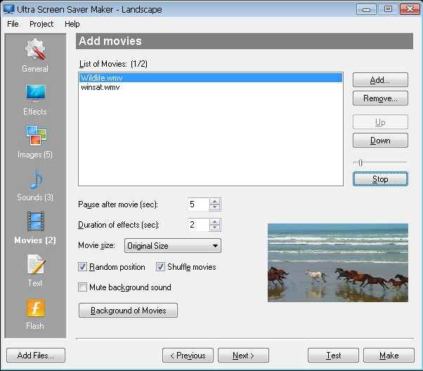 Screensaver Software, Ultra Screen Saver Maker Screenshot