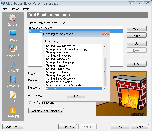 Ultra Screen Saver Maker, Desktop Customization Software Screenshot