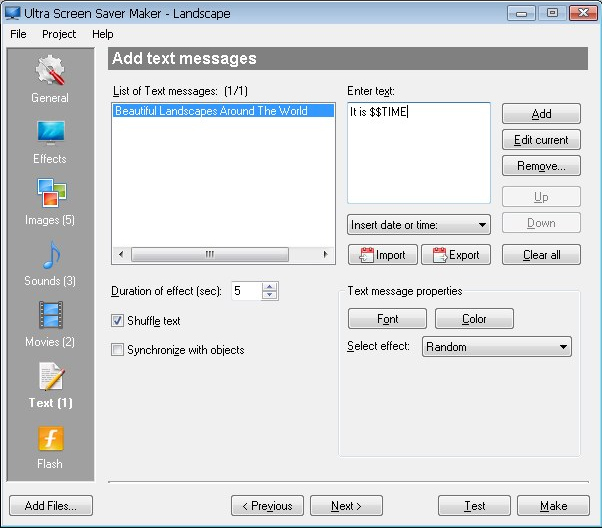 Ultra Screen Saver Maker, Screensaver Software Screenshot