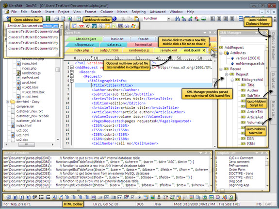 HTML Editor Software, UltraEdit Bundle Screenshot
