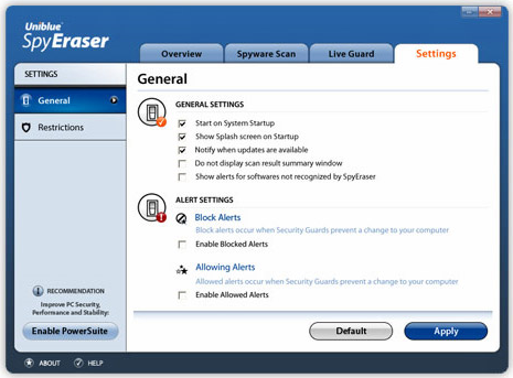 Antivirus Software, Uniblue Spy Eraser Screenshot