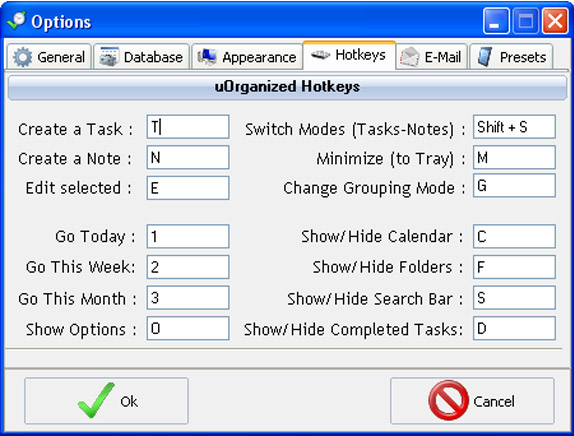 uOrganized, PIM Software Screenshot