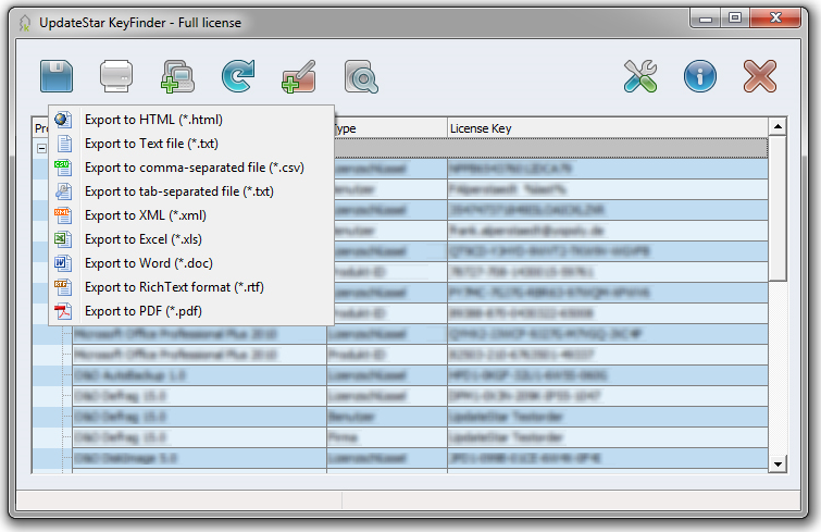 Recovery Software, UpdateStar Product Key Finder 6 - 3 PCs license Screenshot
