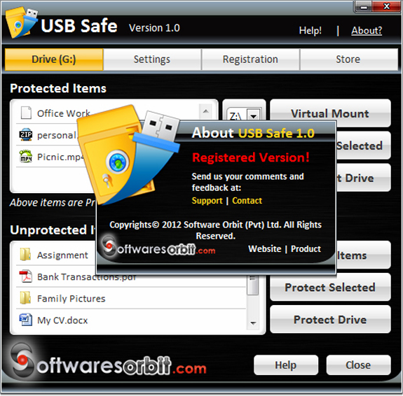 USB Safe, Security Software Screenshot