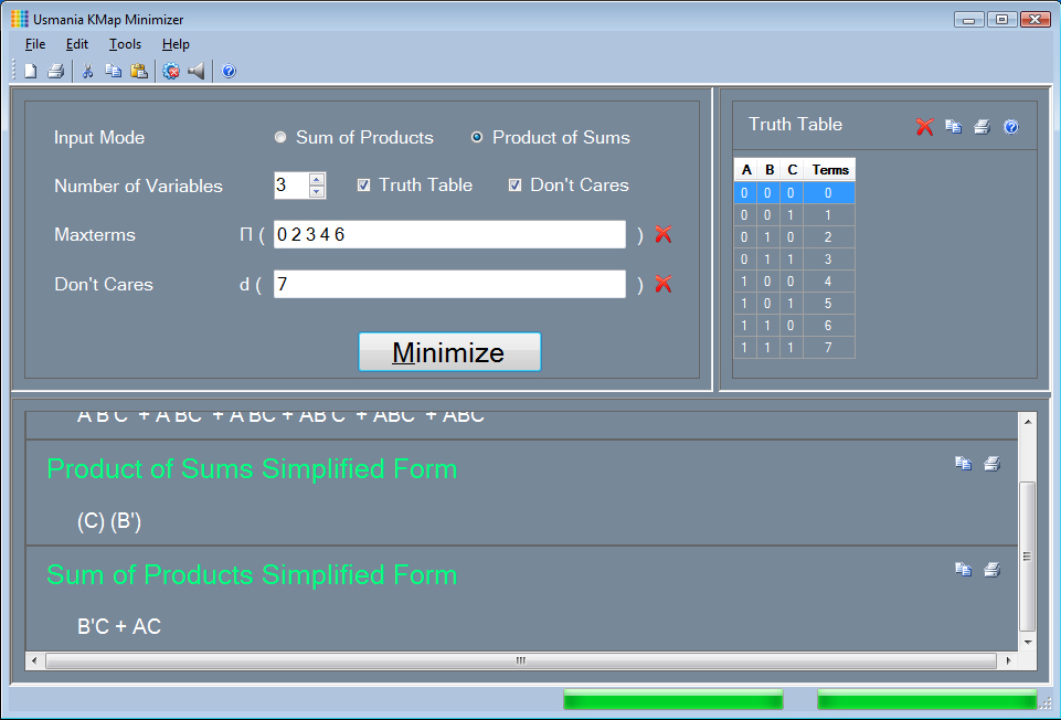 Usmania KMap Minimizer Screenshot