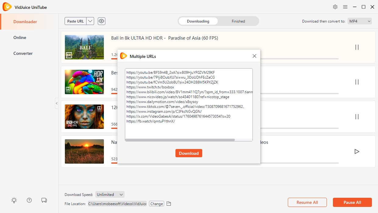 VidJuice UniTube, Video Capture Software Screenshot