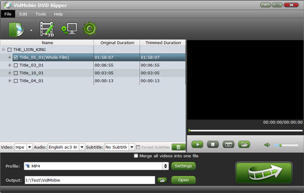 VidMobie DVD Ripper Screenshot