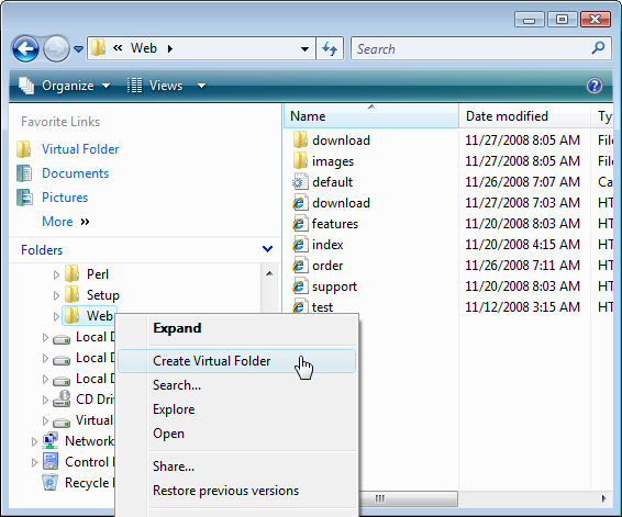 Virtual Folder, File Management Software Screenshot