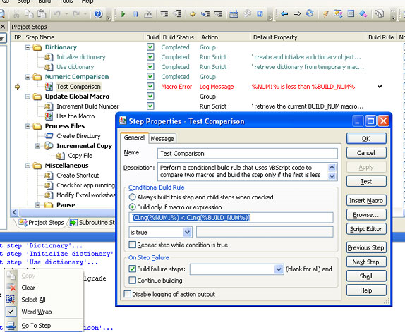 Development Tools Software, Visual Build Screenshot