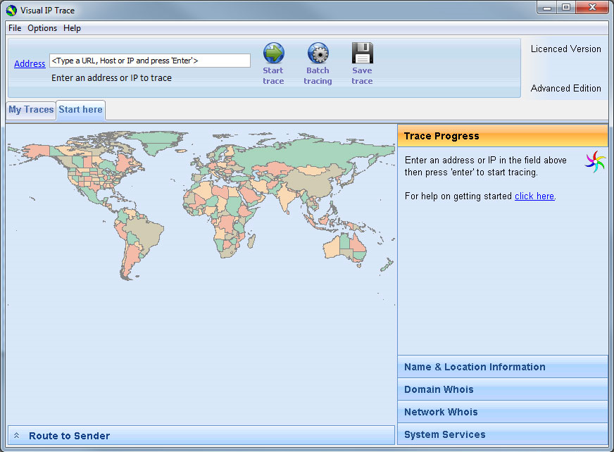 Visual IP Trace Screenshot