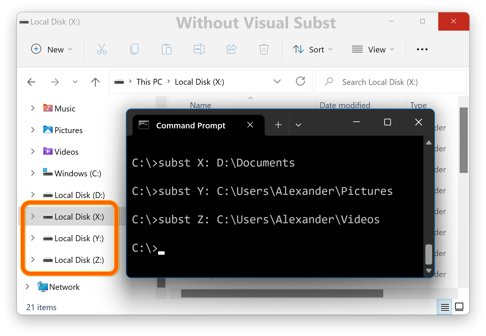 Software Utilities, Visual Subst Screenshot