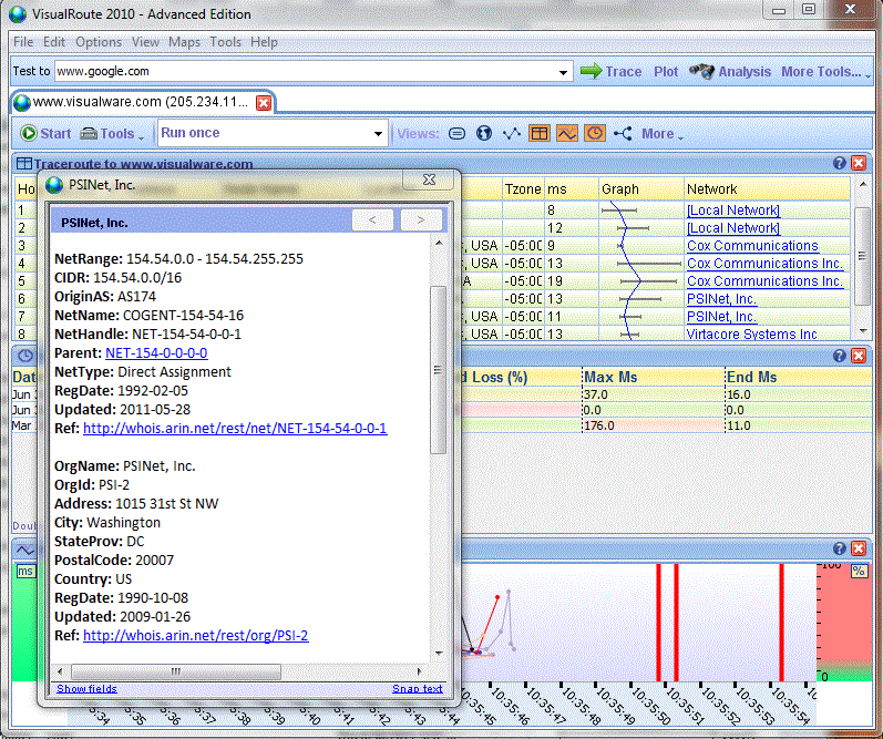 Network Connectivity Software, VisualRoute Personal Edition Screenshot